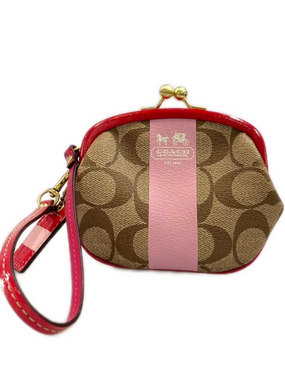 Coach Heritage Stripe Kisslock EUC